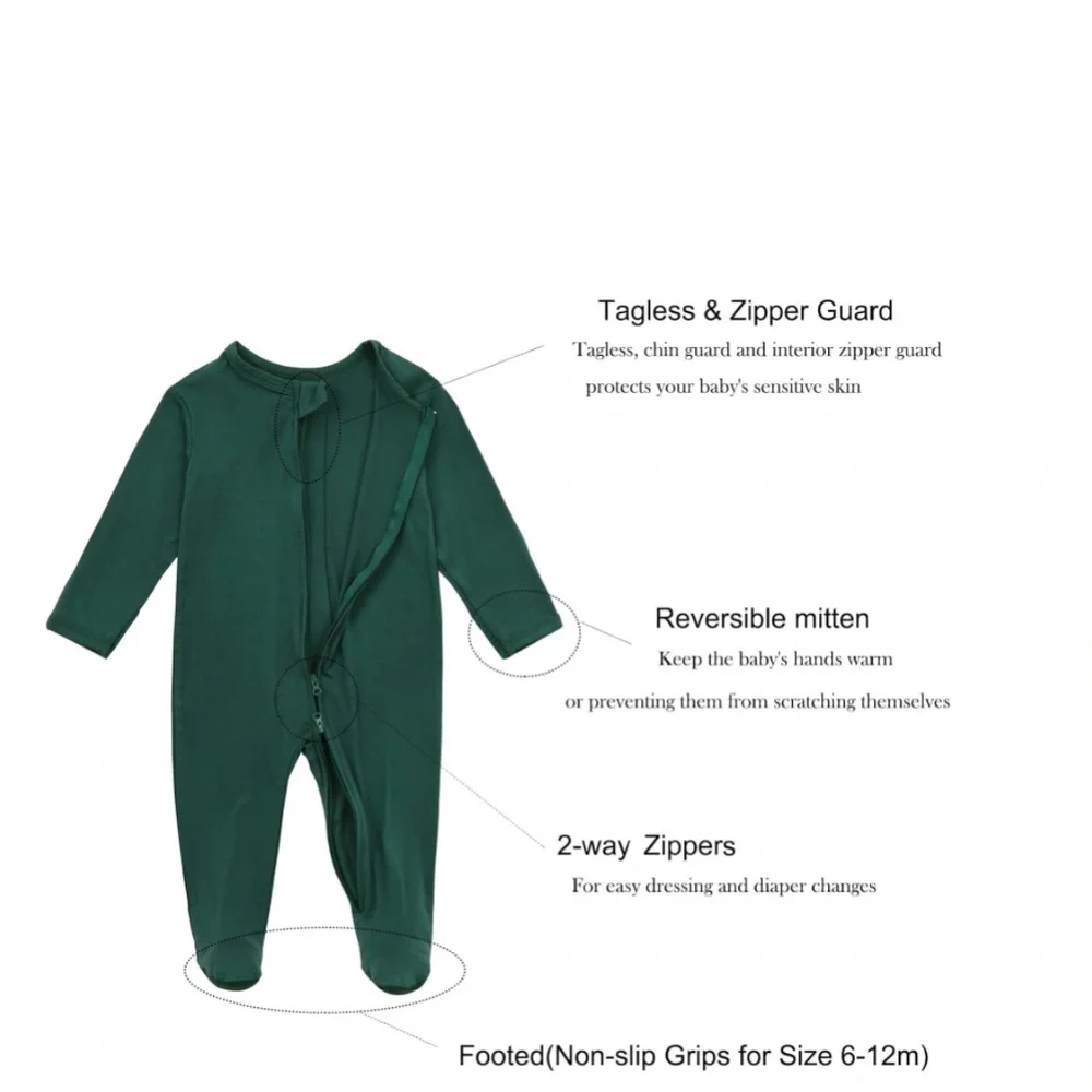 AABLEXEMA Baby Footie Zipper‎ Pajamas
